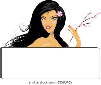 Spa brunette with banner