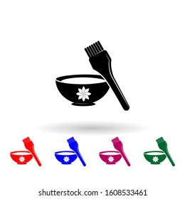 Spa brush with oil multi color icon. Simple glyph, flat vector of spa icons for ui and ux, website or mobile application