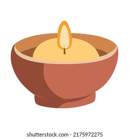 Ilustración vectorial con velas de Spa. Carácter femenino que disfruta del cuidado de la piel, terapia de aroma, masaje facial y corporal y herramientas