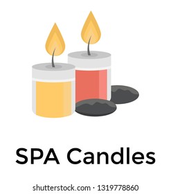 Spa candle, flat icon design 