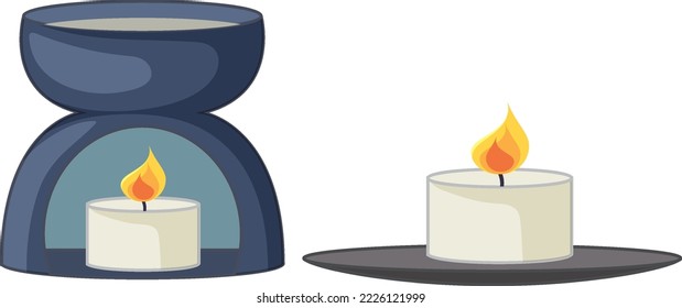 Spa candle objects isolated illustration