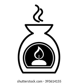 spa candle thin line black and white icon