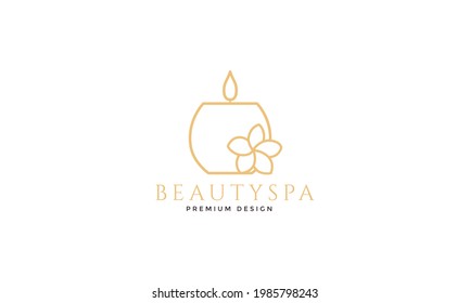 spa candles and flowers lines logo vector symbol icon design graphic illustration