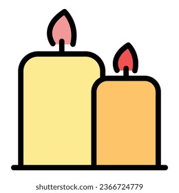 Vector de contorno de icono de velas de spa. Fabricación de velas. Crear un plano de color decorativo