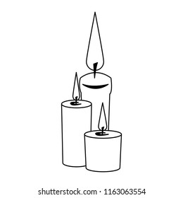 Spa candles isolated in black and white