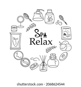 spa care doodle style. vector image
