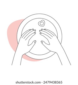 Spa care for skin and nails of hands, two female palms in bath vector illustration