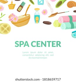 Spa Center Banner Template, Beauty Salon, Store, Wellness Center, Natural Cosmetics, Organic Skin Care Products Vector Illustration