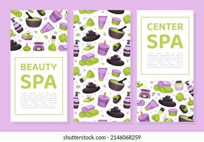 Spa center flyer template. Cosmetology, beauty treatment and relaxation therapy card, poster, brochure, coupon vector illustration