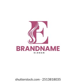 spa center logo design template with the letter e and a women's face
