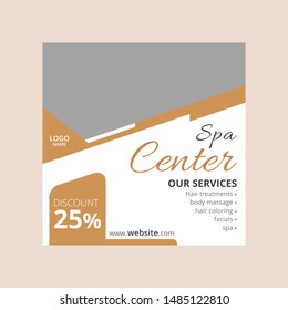 Spa Center Social Media Post Design Template - Vector