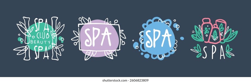 Spa Club and Healthy Beauty Studio Logo Design Vector Set