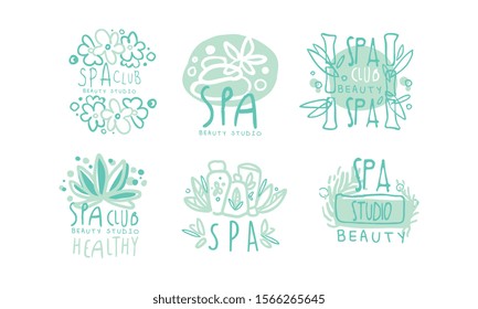 Spa Club Labels or Logos Design Vector Set