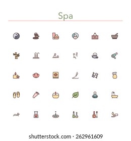 Spa colored line icons set. Vector illustration.