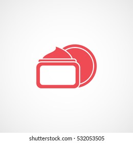 Spa Cosmetic Cream Red Flat Icon On White Background