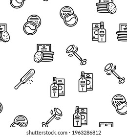 Spa Cosmetics Beauty Vector Seamless Pattern Thin Line Illustration