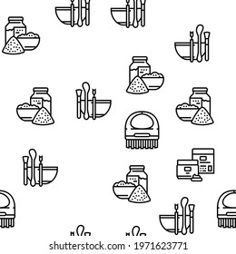 Spa Cosmetics Beauty Vector Seamless Pattern Thin Line Illustration
