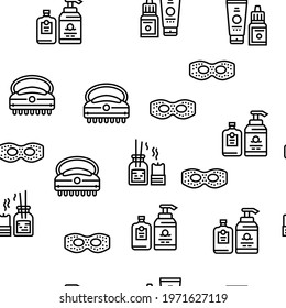Spa Cosmetics Beauty Vector Seamless Pattern Thin Line Illustration