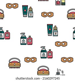 Spa Cosmetics Beauty Vector Seamless Pattern Thin Line Illustration