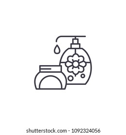 Spa cosmetics linear icon concept. Spa cosmetics line vector sign, symbol, illustration.