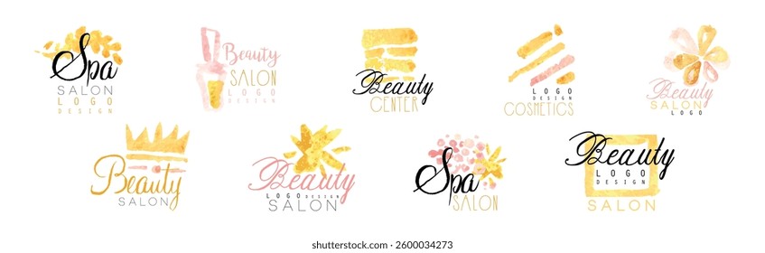 Spa and Cosmetics Salon Logo and Label Design Vector Set