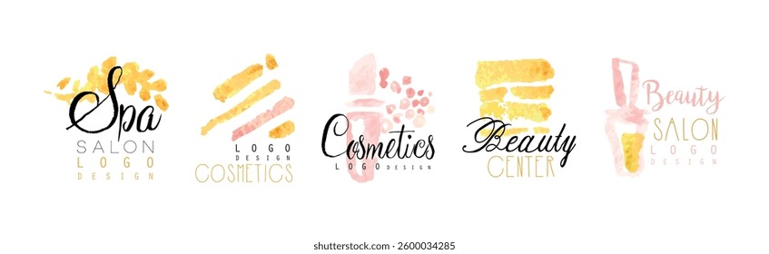 Spa and Cosmetics Salon Logo and Label Design Vector Set