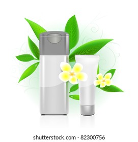 SPA cosmetics series. Bbottles vector illustration on white