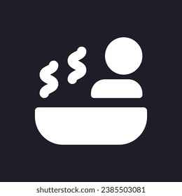 Spa dark mode glyph ui icon. Skin care and relaxation. Hotel, resort. User interface design. White silhouette symbol on black space. Solid pictogram for web, mobile. Vector isolated illustration