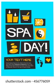 Spa Day! (Flat Style Vector Illustration Quote Poster Design) Text Box Template