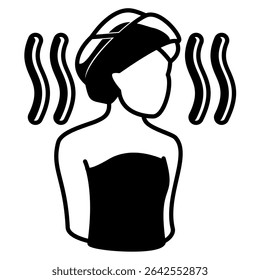 Spa Day icon represented by women in spa Black Filled style.