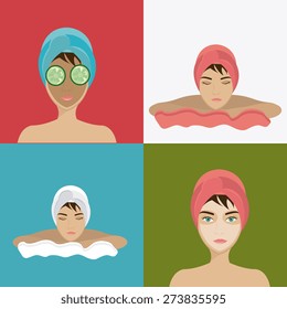 SPA design over colorful background, vector illustration.