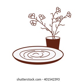 Spa emblems or elements. Spa Objects. Black white version.