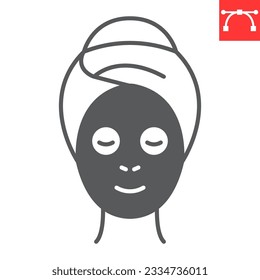 SPA face mask glyph icon, cosmetics and relaxation, SPA procedure vector icon, vector graphics, editable stroke solid sign, eps 10.