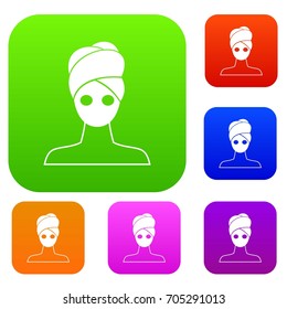 Spa facial clay mask set icon in different colors isolated vector illustration. Premium collection