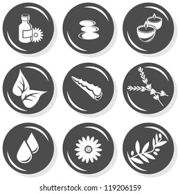 spa flat gray monochrome  button set smell elements