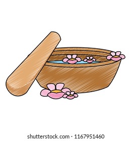 Spa flower on pot with water scribble