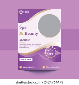 Spa Flyer Template design with simple, elegant and stylish design, with green and gold color combination, suitable for brochure, flyer, invitation and other