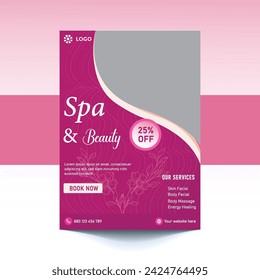 Spa Flyer Template design with simple, elegant and stylish design, with green and gold color combination, suitable for brochure, flyer, invitation and other