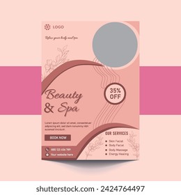 Spa Flyer Template design with simple, elegant and stylish design, with green and gold color combination, suitable for brochure, flyer, invitation and other