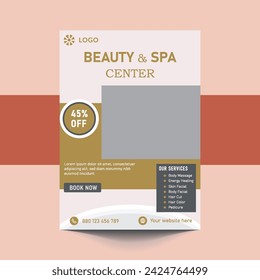 Spa Flyer Template design with simple, elegant and stylish design, with green and gold color combination, suitable for brochure, flyer, invitation and other
