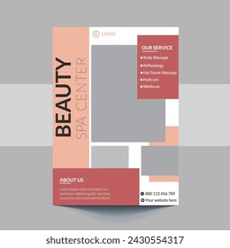 Spa Flyer Template design with simple, elegant and stylish design, with green and gold color combination, suitable for brochure, flyer, invitation and other