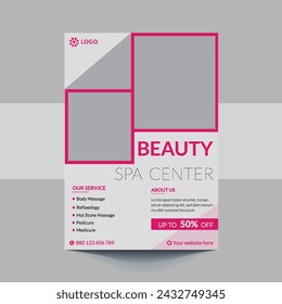 Spa Flyer Template design with simple, elegant and stylish design, with green and gold color combination, suitable for brochure, flyer, invitation and other