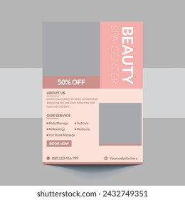 Spa Flyer Template design with simple, elegant and stylish design, with green and gold color combination, suitable for brochure, flyer, invitation and other