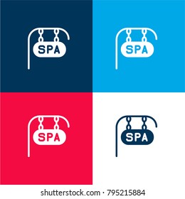 Spa four color material and minimal icon logo set in red and blue