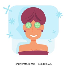 Spa, fruit or vegetable eye mask Vector. Cartoon. Isolated art on white background. Flat