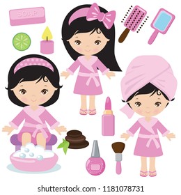 Spa Girl Vector Cartoon Illustration