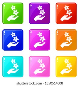 Spa hand care icons set 9 color collection isolated on white for any design