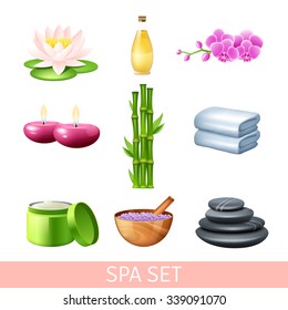 Spa health care and wellness therapy set isolated vector illustration