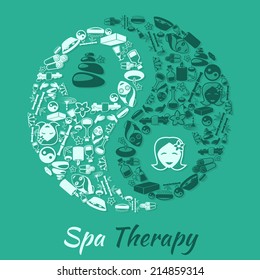 Spa healthcare salon therapy concept with zen symbol and wellness icons vector illustration