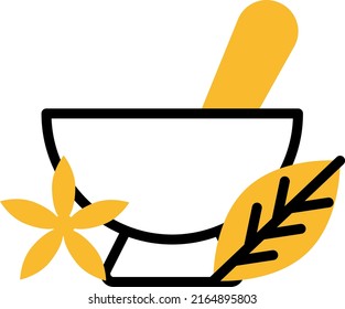 Spa herbal bowl, illustration, vector on a white background.